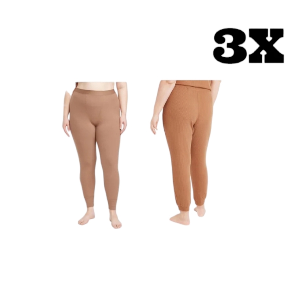 Stars Above brown ribbed high waisted jogger leggings size 3X